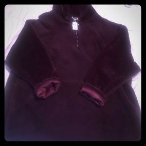 faux fur campus half zip pullover